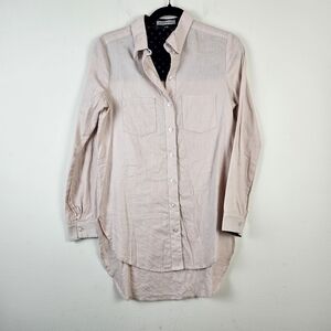 Jennifer Glasgow Cotton FLAX Button Down Shirt Tunic Size Large